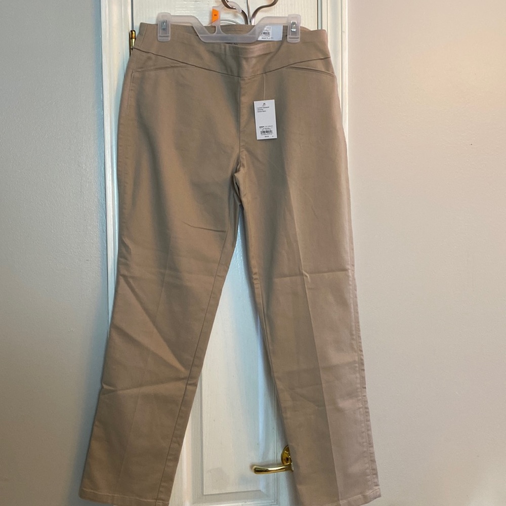 Croft & Barrow Women's Size 12 Reg Straight Mid Rise Slimming Tan Pants …